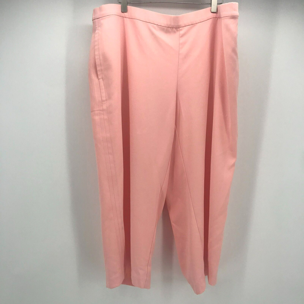 Lands End Crop Pant Womens 22W Peach Wide Leg Pockets Pull On Elastic Waist
